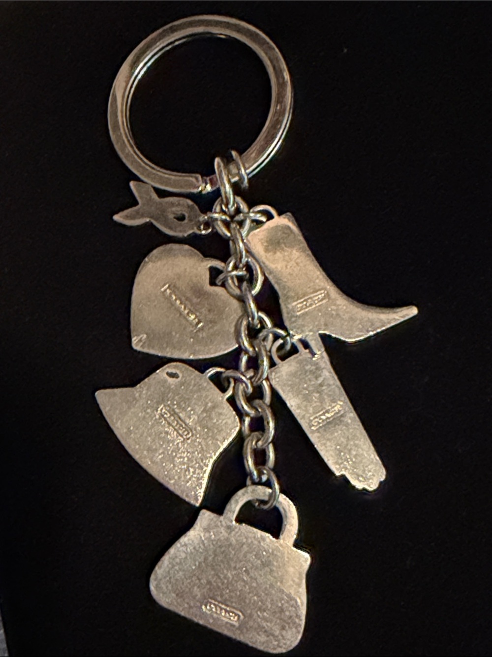 Coach Pink Multi-Charm Keychain with Heart, Boot & Purse - Picture 11 of 11